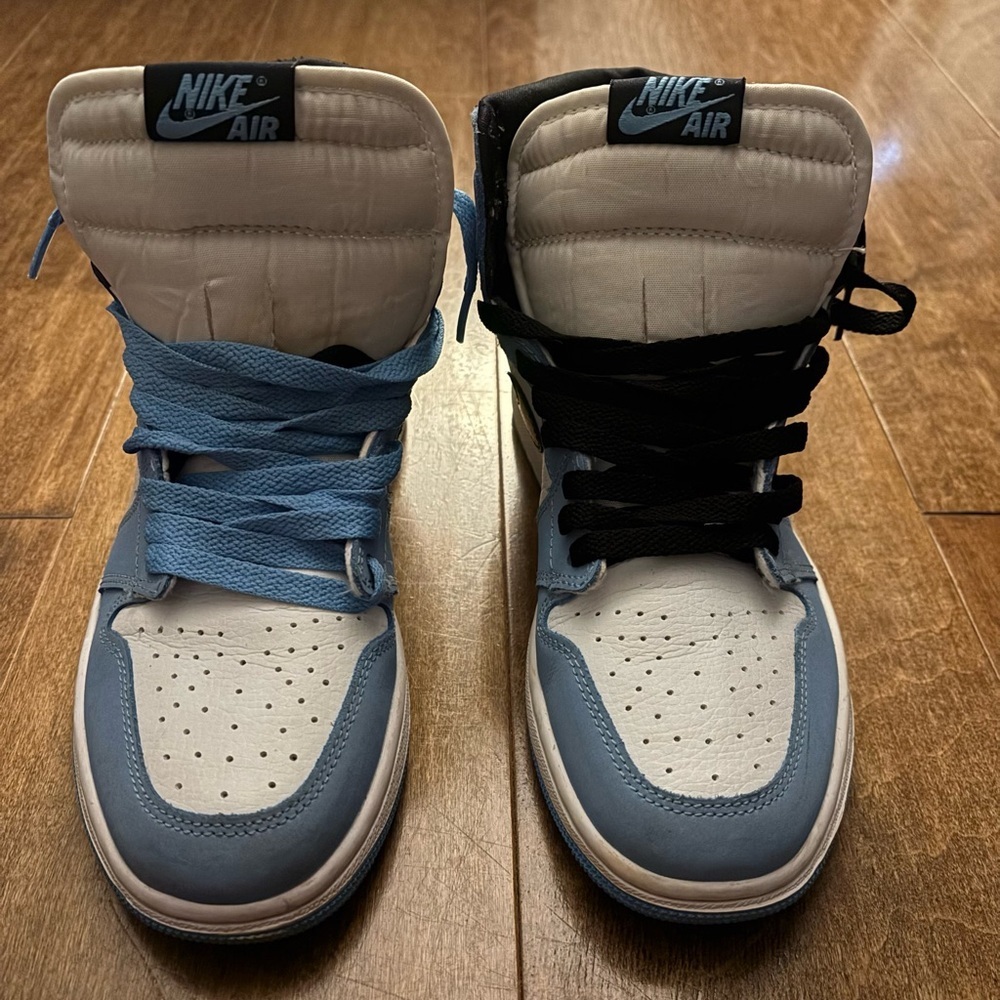 Nike Air High Top Jordan’s with Blue and Black Laces